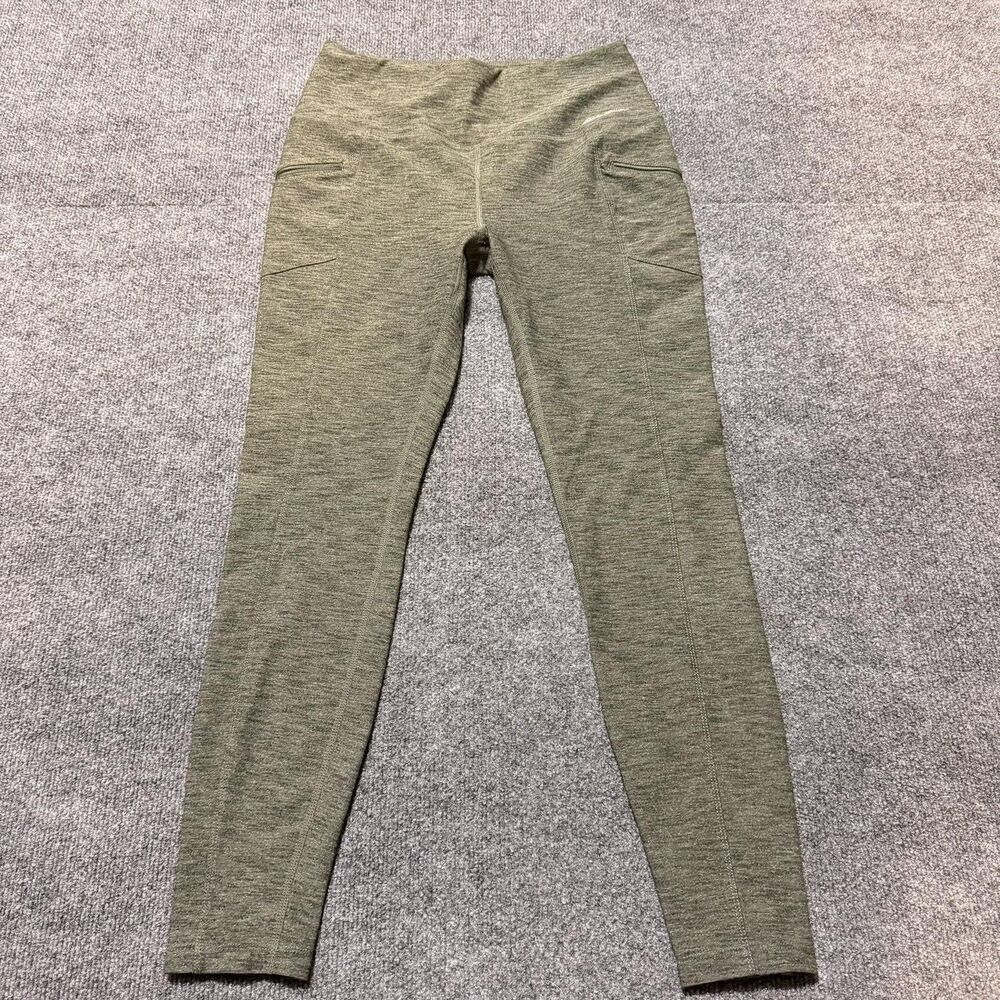 Eddie Bauer Leggings Womens Medium Green High Rise Ankle Zip Pocket Hiking
